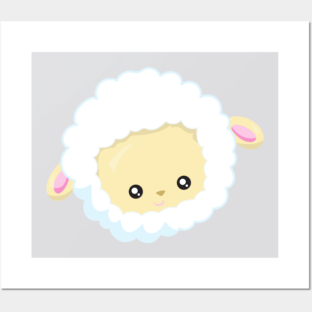 Cute Sheep, Little Sheep, Baby Sheep, White Sheep Wall Art by Jelena Dunčević